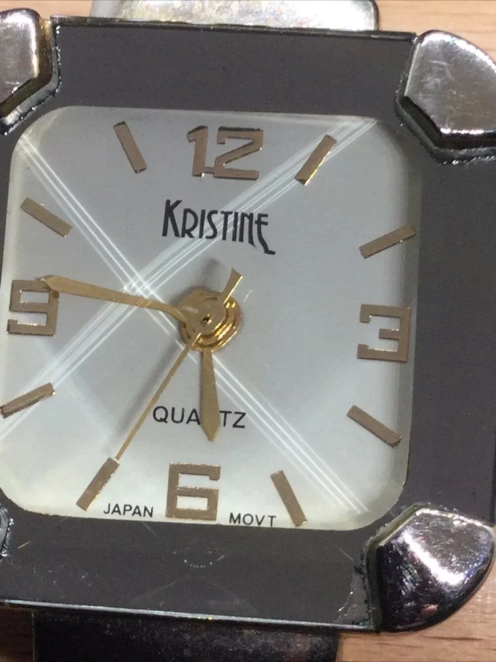 Kristine Ladies Quartz Watch 6.25” Silver Tone Open Cuff Bracelet Band 26mm Case